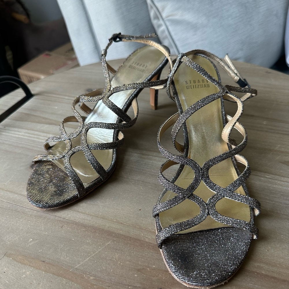 Stuart Weitzman Gold Strappy Heels